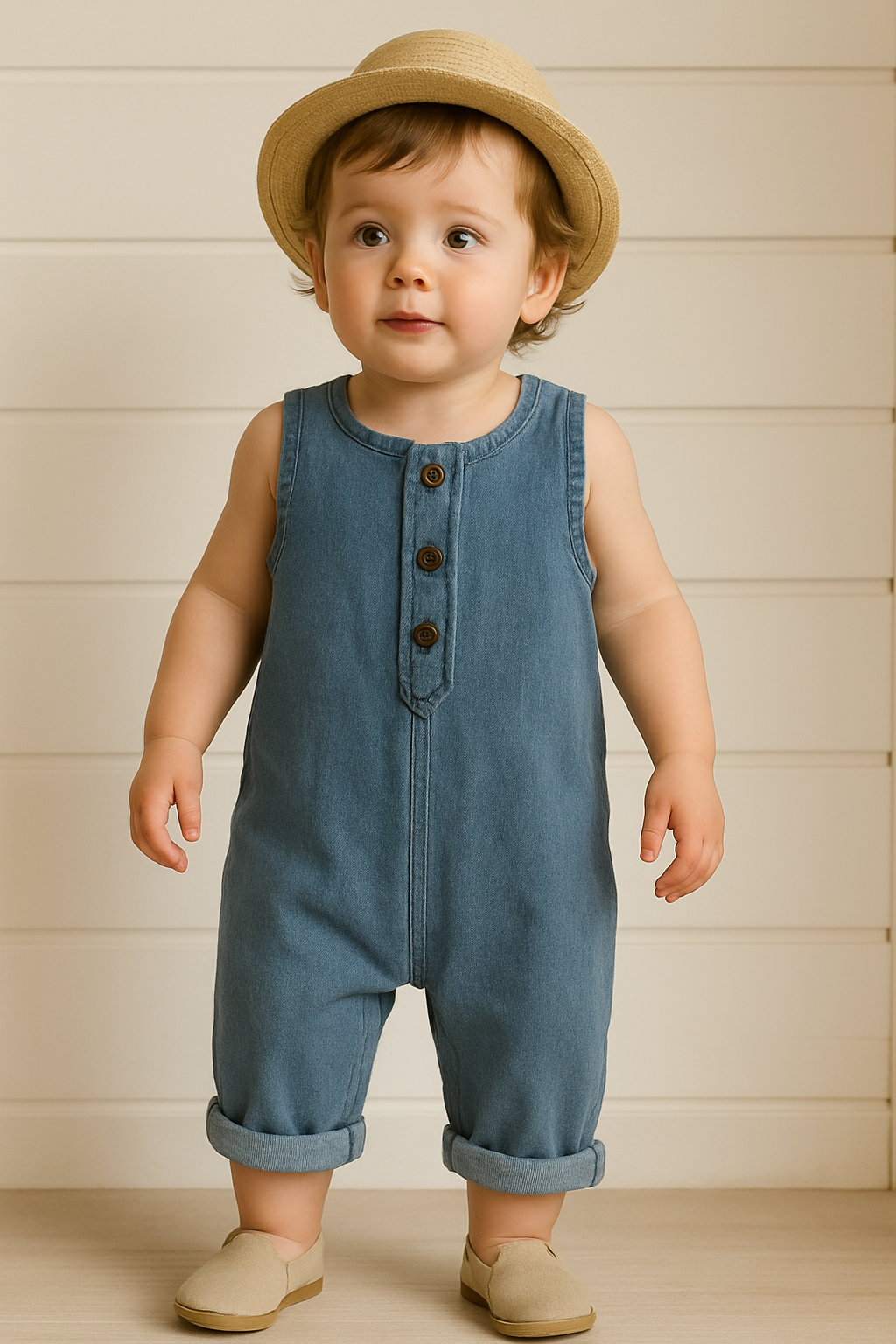 Cotton Denim Romper