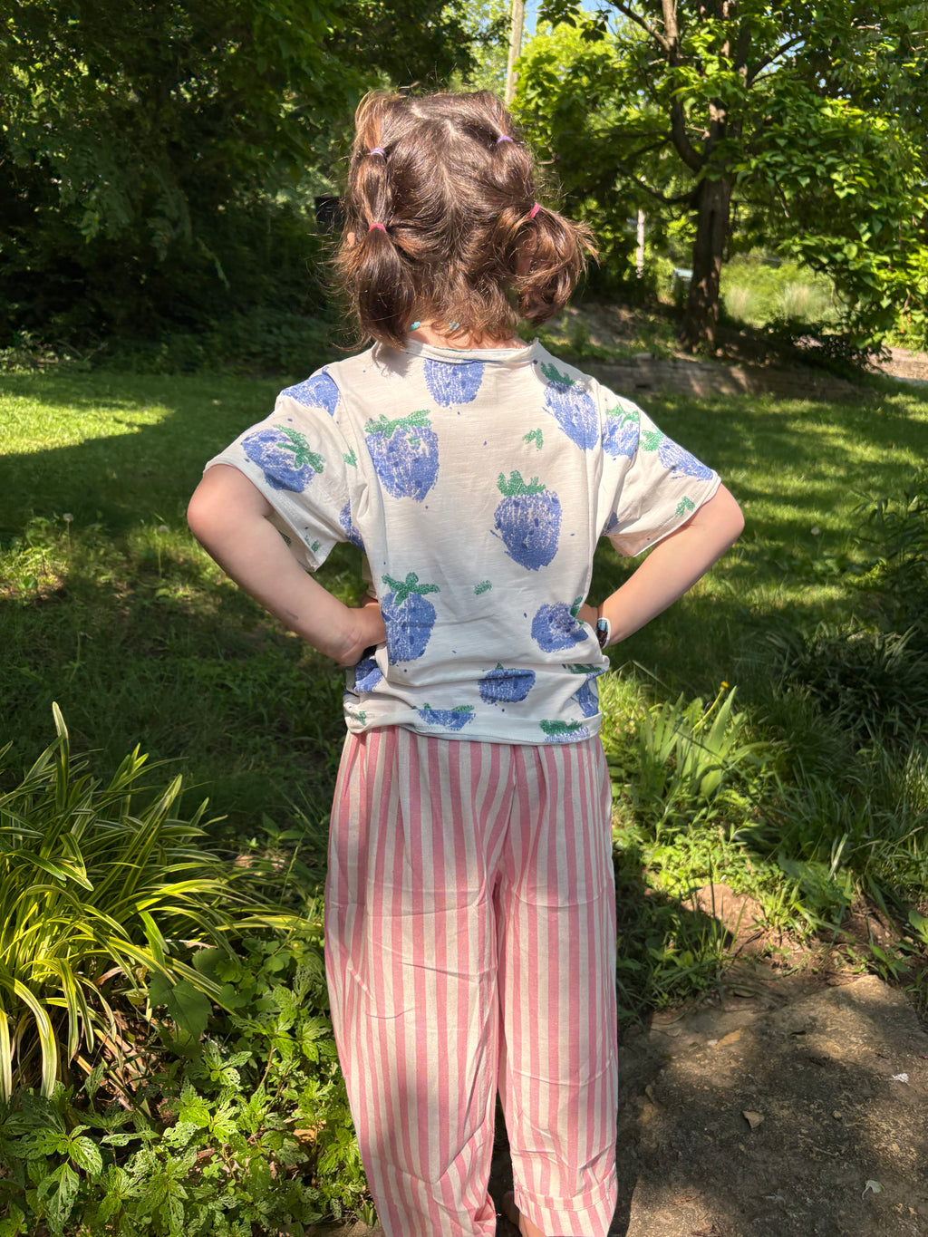 Pink Cotton Stripe Pant