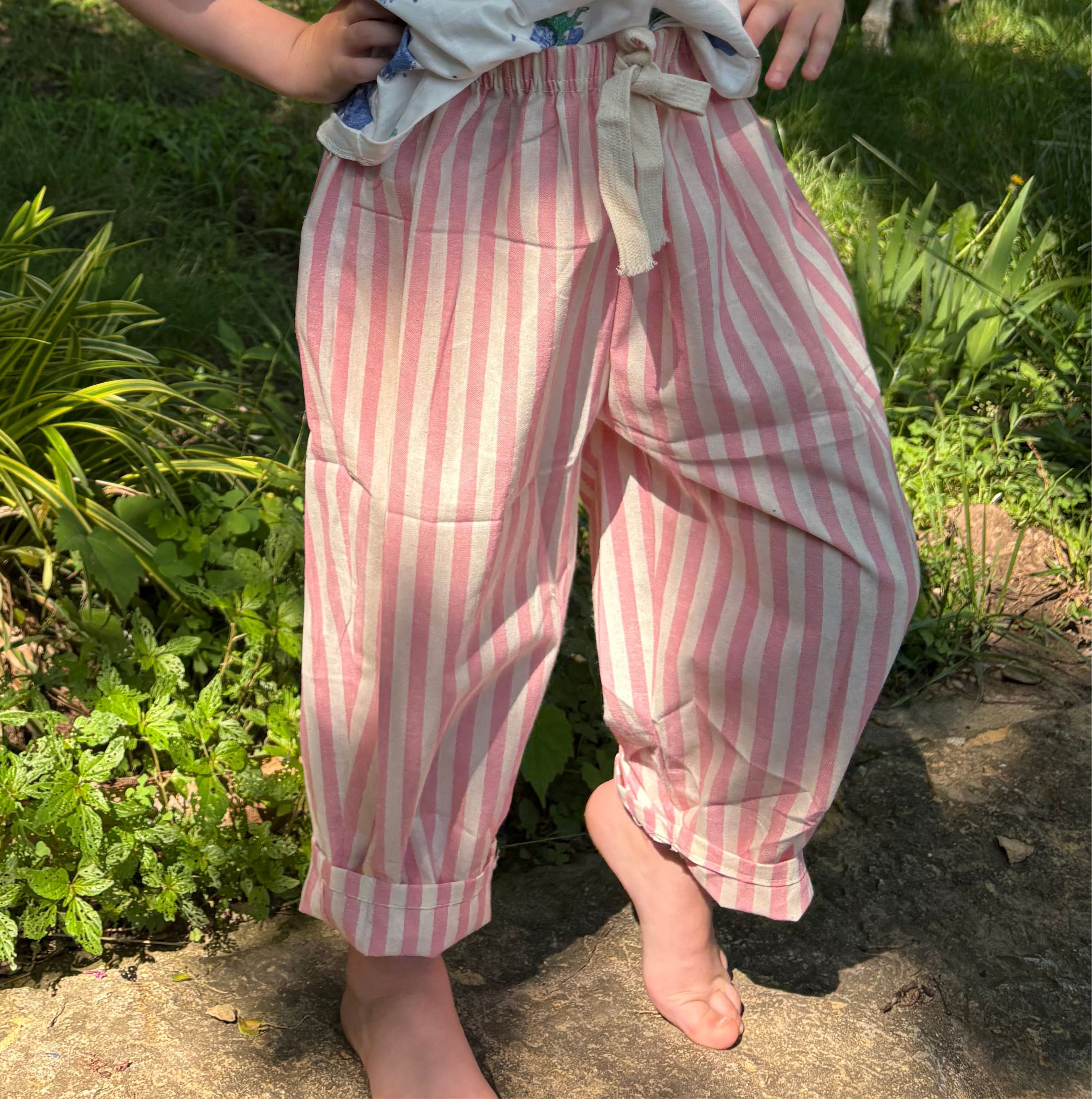 Pink Cotton Stripe Pant