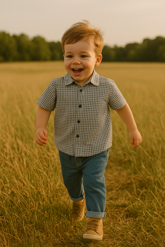 Check Shirt with Spread Collar