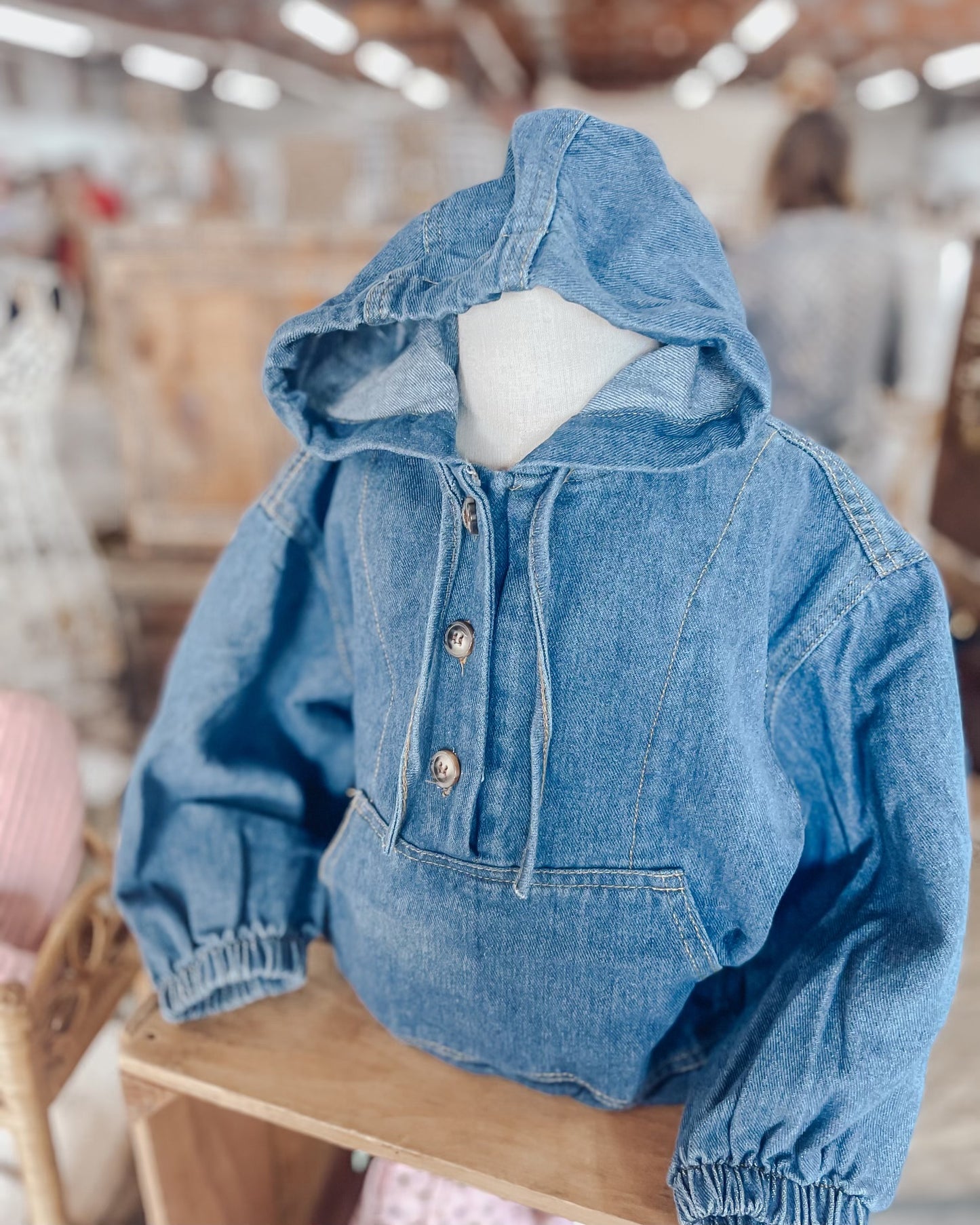 Denim Oversized Hooded Jacket
