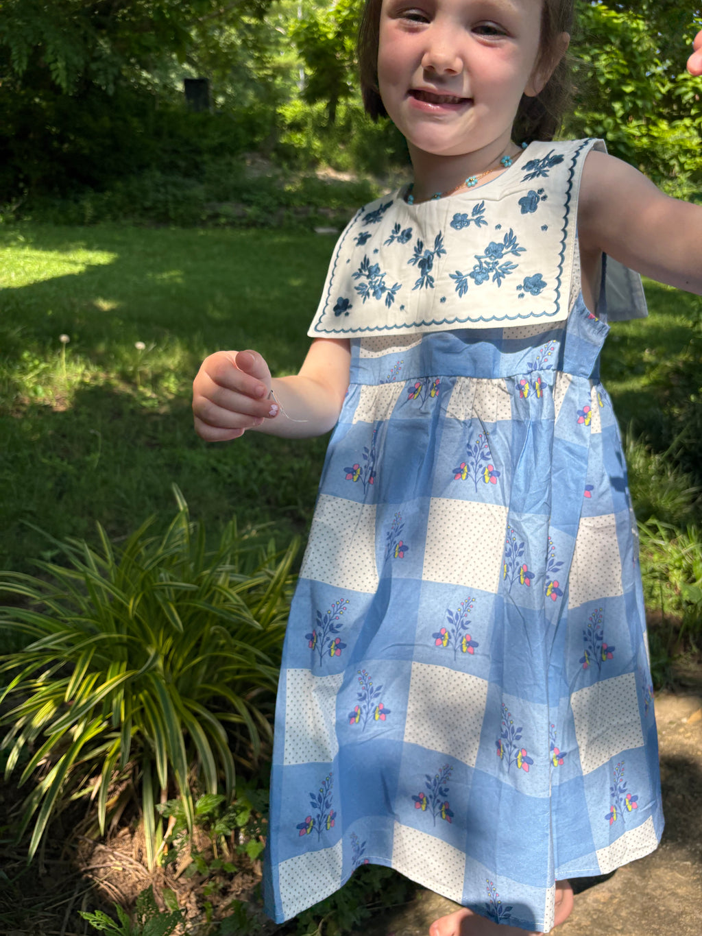 Cotton Check Dress