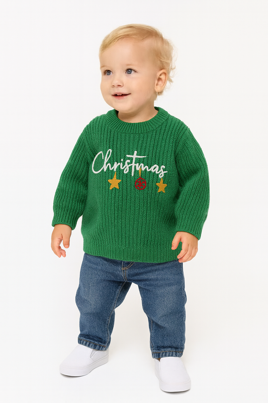Holiday Green “Christmas” Knit Sweater
